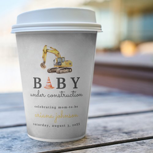 Baby Under Construction Boy Baby Shower Paper Cups