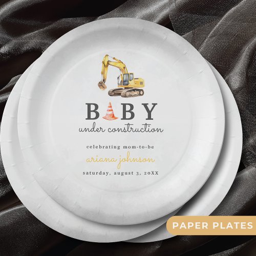 Baby Under Construction Boy Baby Shower Paper Plates