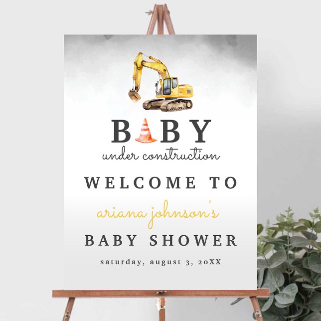 Baby Under Construction Boy Baby Shower Welcome Foam Board (Creator Uploaded)