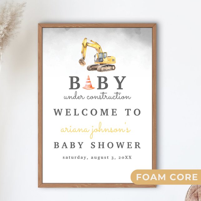 Baby Under Construction Boy Baby Shower Welcome Foam Board (Creator Uploaded)