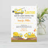 Baby Under Construction Boy Truck Baby Shower Invitation (Standing Front)