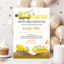 Baby Under Construction Boy Truck Baby Shower Invitation