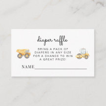 Baby Under Construction Diaper Raffle Insert Card