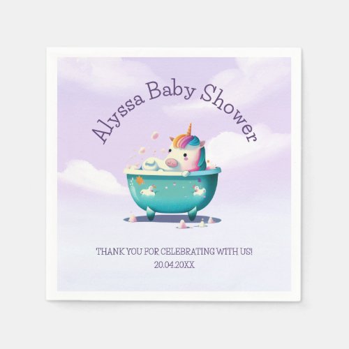 Baby Unicorn Bath Time  Baby Shower Napkins