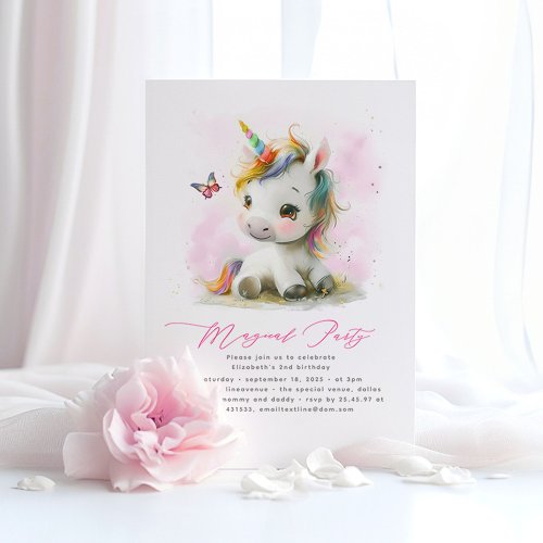 Baby Unicorn Birthday Invitations