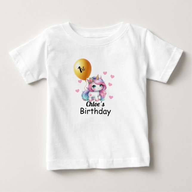 Baby Unicorn Birthday Shirt, T-Shirt (Front)