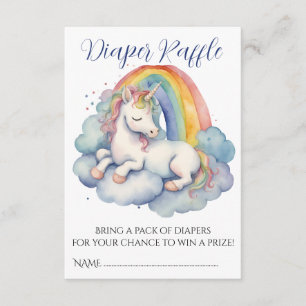 Baby Unicorn Boy Baby Shower Diaper Raffle Enclosure Card