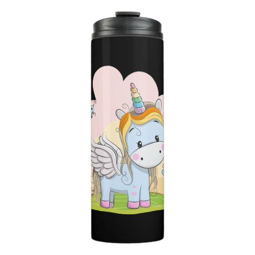 Baby Unicorn Butterfly Bakground Watercolor Thermal Tumbler