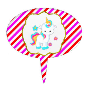 Baby Unicorn, Candy Stripes Birthday Cake Topper