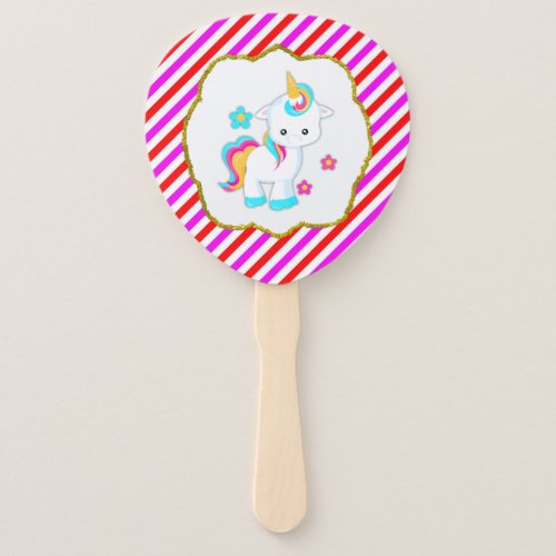 Baby Unicorn Candy Stripes Hand Fan