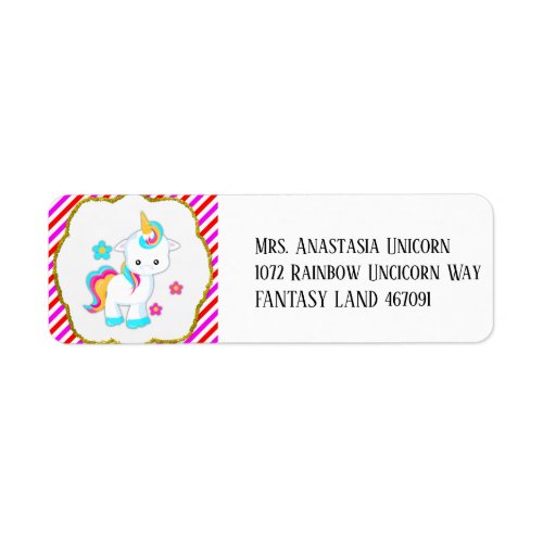 Baby Unicorn Candy Stripes Label