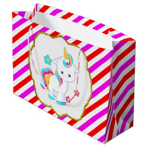 Baby Unicorn Candy Stripes Large Gift Bag
