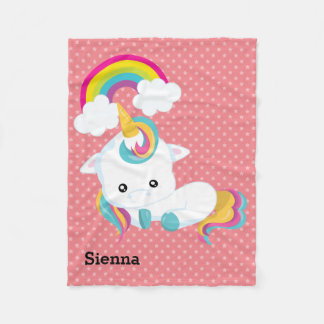 Baby Unicorn * Choose your background color Fleece Blanket