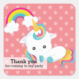 Baby Unicorn * Choose your background color Square Sticker