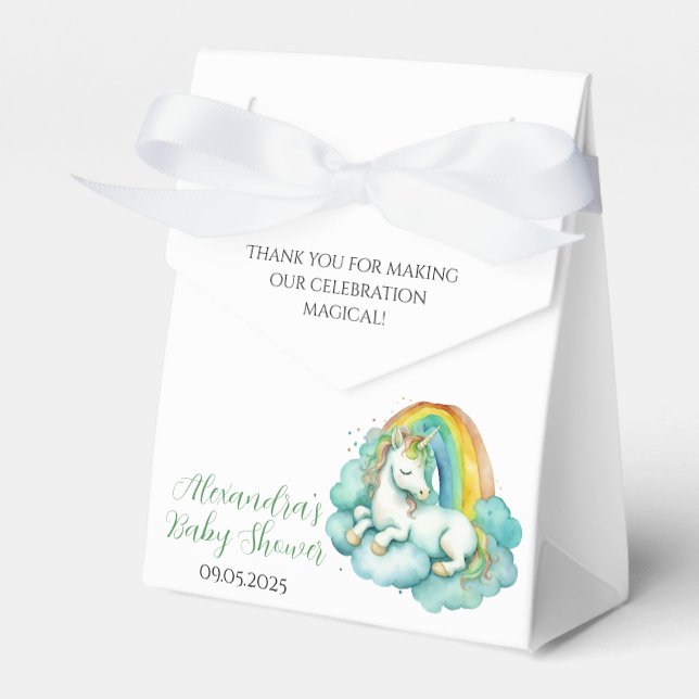 Baby Unicorn Gender Neutral Baby Shower Favor Boxes (Front Side)