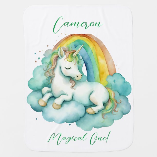 Baby Unicorn Gender Neutral Blanket (Front)