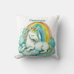 Baby Unicorn Gender Neutral Personalized Throw Pillow