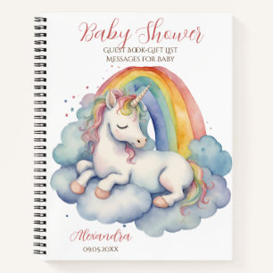 Baby Unicorn Girl Baby Shower Guest Gift List Notebook