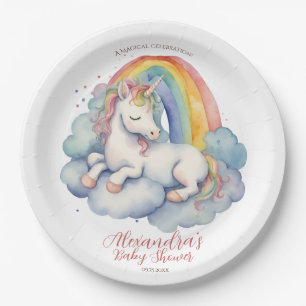Baby Unicorn Girl Baby Shower Paper Plates