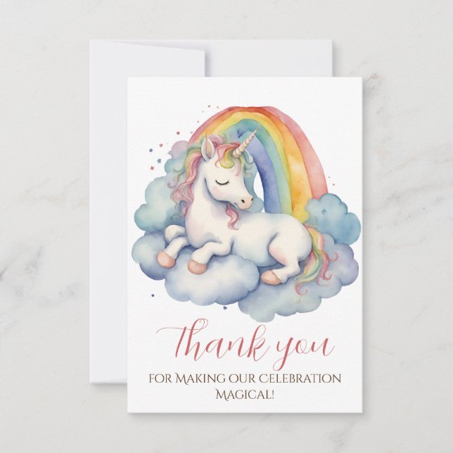 Baby Unicorn Girls Baby Shower Thank You (Front)
