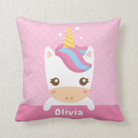 Baby Unicorn Girls Room Personalized Pillow
