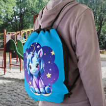 Baby Unicorn In PJ's Drawstring Backpack