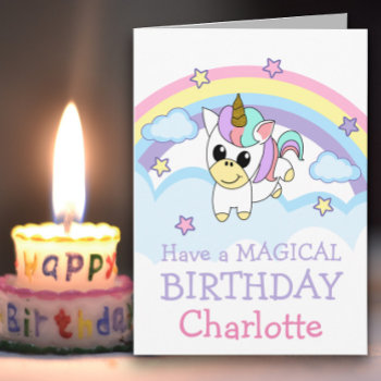 Baby Unicorn Magical Birthday Card by C_Katt at Zazzle