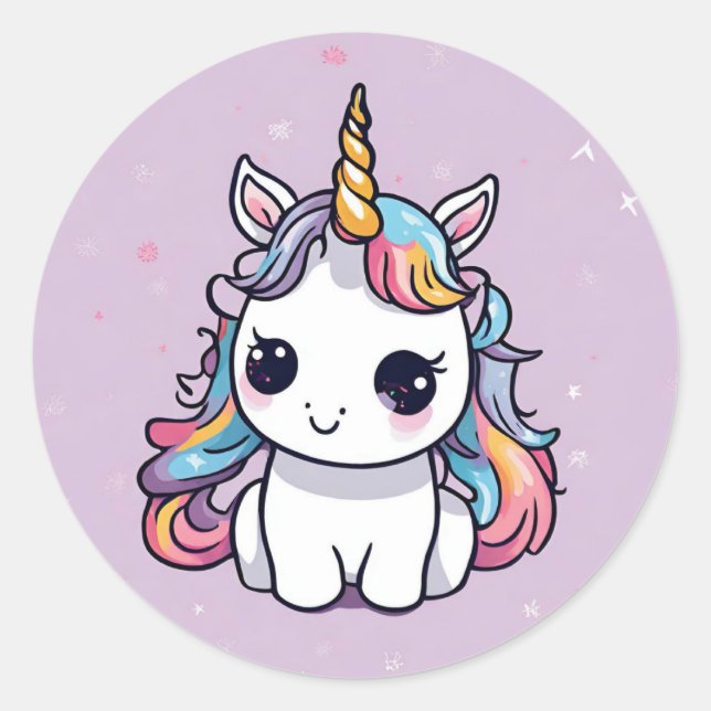 Baby Unicorn Party Favor Stickers (Front)