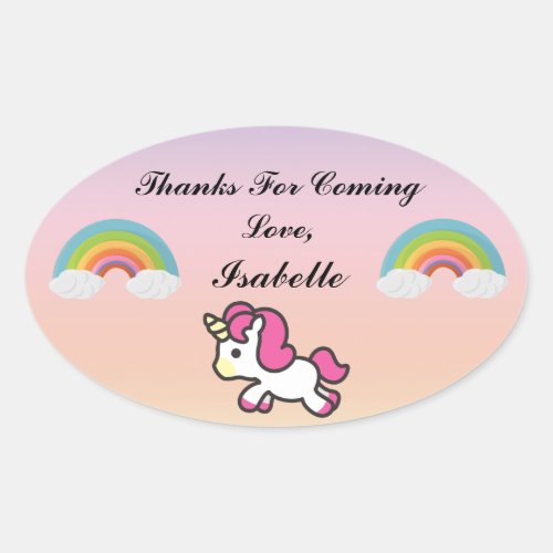 Baby Unicorn Party Thank You Sticker