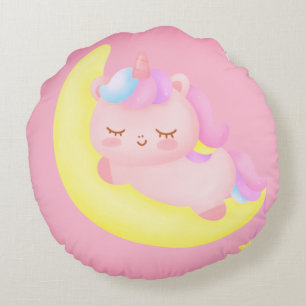 Baby Unicorn Sleeping On The Moon Throw Pillow