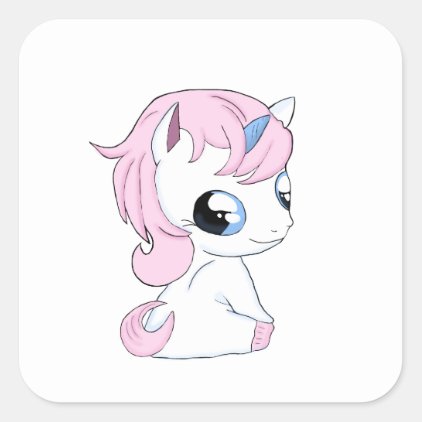 Baby unicorn square sticker