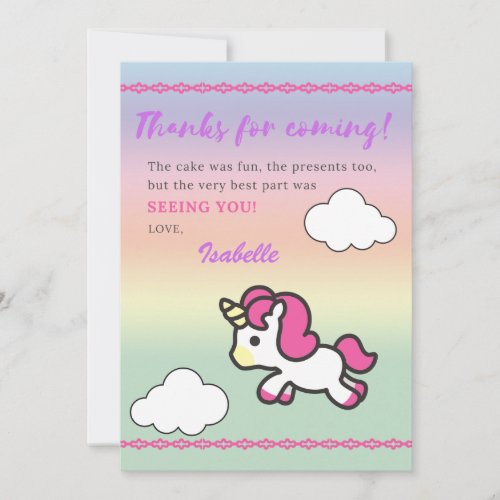 Baby Unicorn Thank You Card