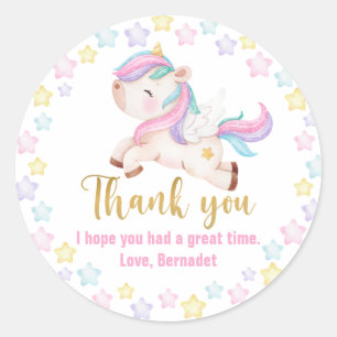 Baby Unicorn Thank You Classic Round Sticker