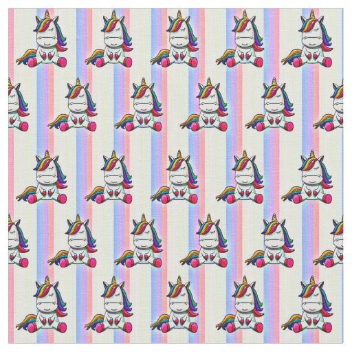 Baby Unicorn with Rainbow Background Fabric