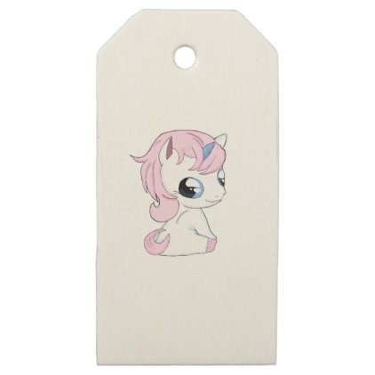 Baby unicorn wooden gift tags
