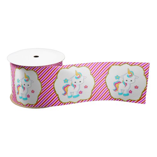 Baby Unicorns Candy Stripes Satin Ribbon