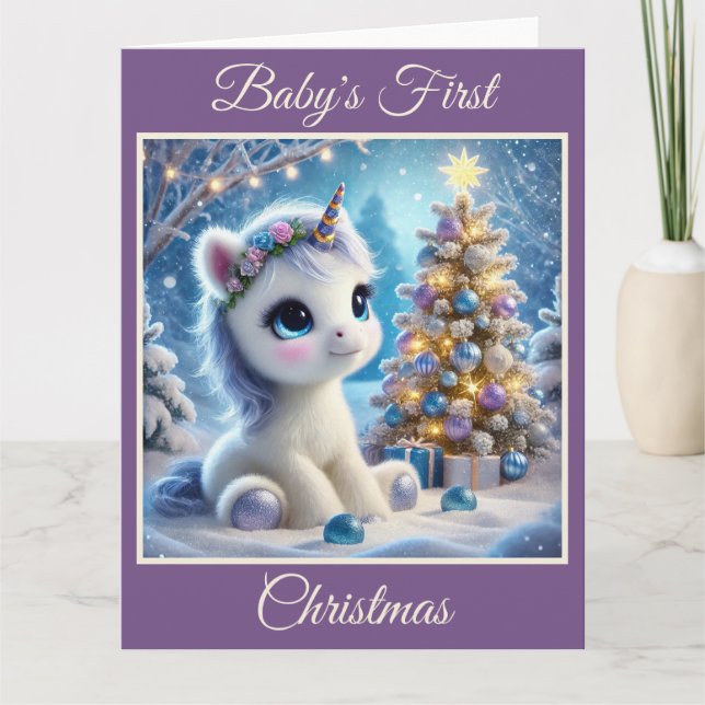 Baby Unicorn's First Christmas  Card (Front)