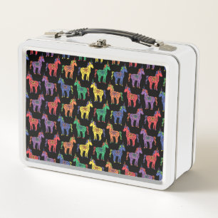 Baby Unicorns Multicolored on Black Metal Lunchbox