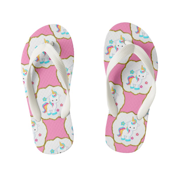 kids unicorn flip flops