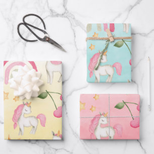 Baby Unicorns Rainbows & Sunny Skies Wrapping Paper Sheets