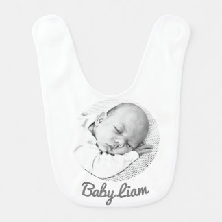 baby unisex bib with photo name custom Baby Bib
