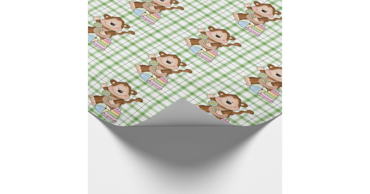 Baby Unisex Monkey cartoon wrapping paper Zazzle