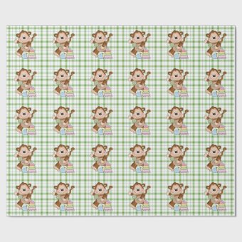 Baby Unisex Monkey cartoon wrapping paper | Zazzle