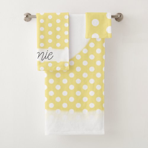 Baby Unisex Polka Dot Pattern Monogram Name Bath Towel Set