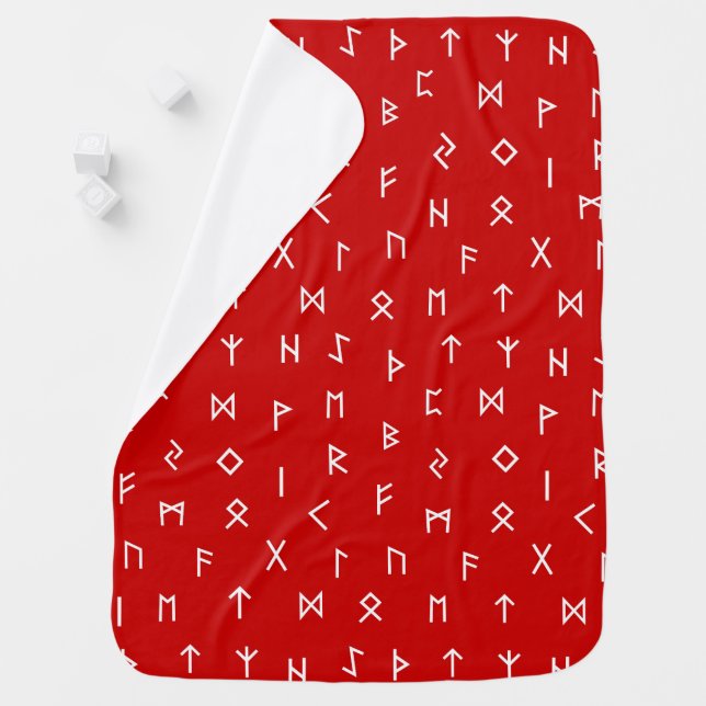 Baby Viking Runes on Red Background Baby Blanket (In Situ)