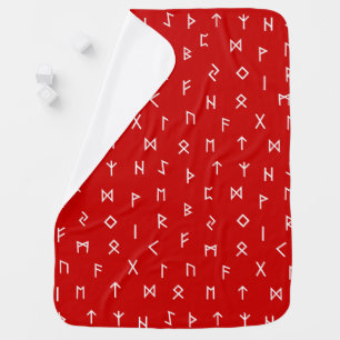 Baby Viking Runes on Red Background Blanket