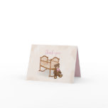 Baby VIntage Blue Thank You Teddy Bear Simple Pink