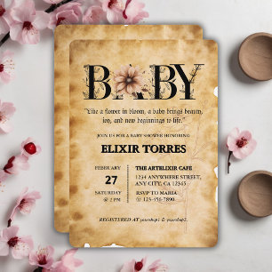 Baby Vintage Floral Monogram Baby Shower Invitation
