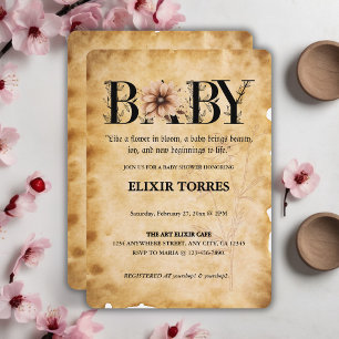 Baby Vintage Floral Monogram Baby Shower Invitation