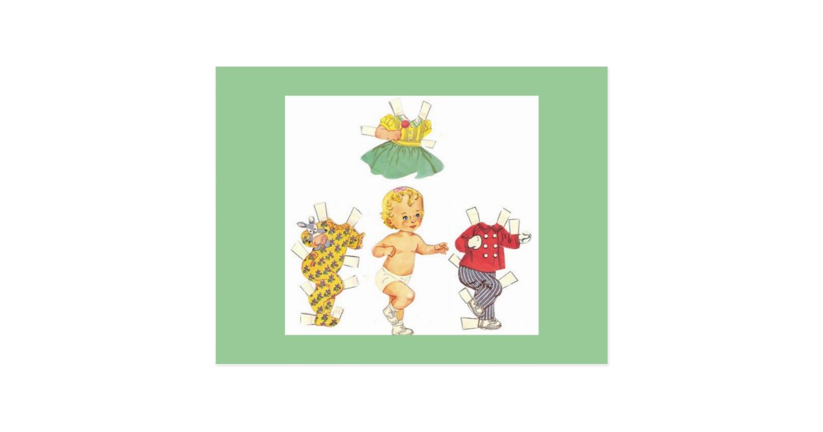 Baby Vintage Paper Doll Postcards Zazzle Com